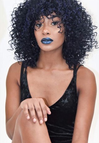 AFRO CURLY SYNTHETIC WIG IN BLACK AND BLUE