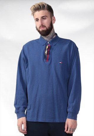 VINTAGE TOMMY HILFIGER LONG SLEEVED POLO TOP