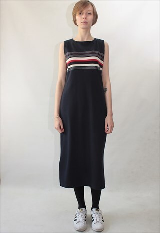 VINTAGE 90' AMAZING BEAUTIFUL NAVY BLUE KNITED DRESS