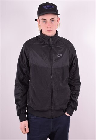 NIKE MENS VINTAGE FLEECE JACKET LARGE BLACK 90'S