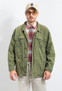 Vintage corduroy jacket in green denim men size XL
