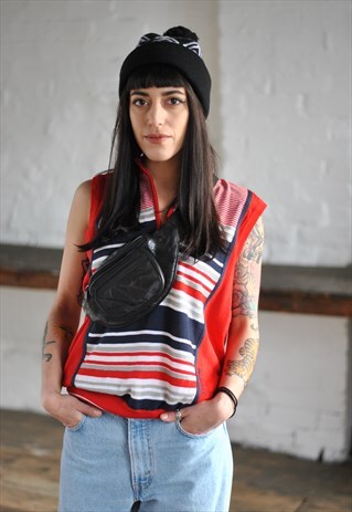 90S FILA GOLF STRIPE 1/4 ZIP TANK TOP