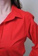 VINTAGE WOMEN BLOUSE, 90S RED BUTTON UP SHIRT FOR WORK 