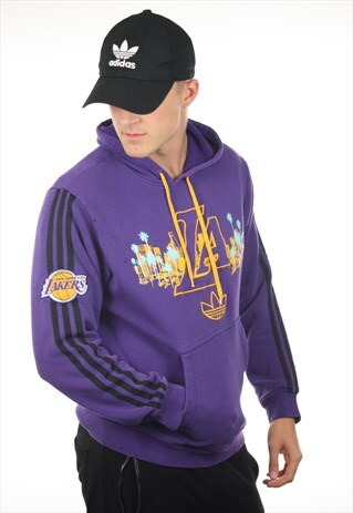 VINTAGE ADIDAS ORIGINALS LA LAKERS NBA GRAPHIC HOODIE