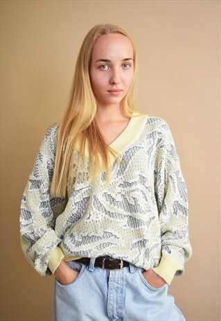 90'S NORMCORE OVERSIZED KNITTED PASTEL MOMS JUMPER TOP
