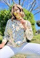 1970's vintage silver and cream sequin blouse