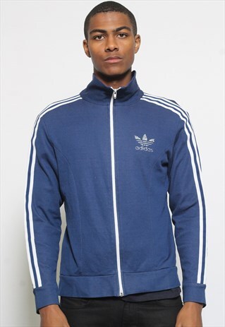 VINTAGE ADIDAS LOGO TRACK JACKET BLUE