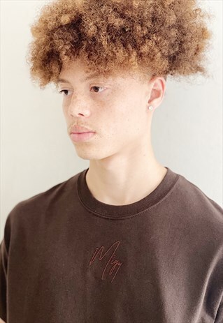 CLASSIC T-SHIRT IN ESPRESSO BROWN WITH EMBROIDERY