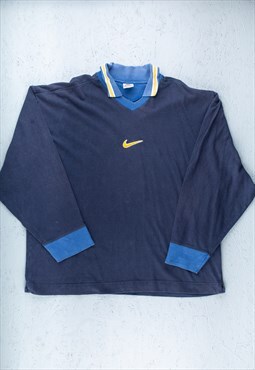 90s Nike Blue Centre Swoosh Logo Sweatshirt - B2579