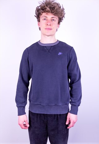 VINTAGE 90S NIKE SPELL OUT LOGO SWEATSHIRT BLACK MEDIUM