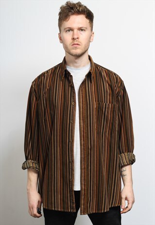 VINTAGE CORDUROY CORD STRIPED SHIRT