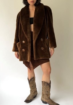 Vintage Light Brown Faux Fur Coat