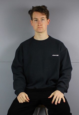 VINTAGE REEBOK SWEATSHIRT IN NAVY BLUE WITH RUBBER PATCH LOG