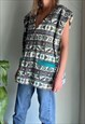 VINTAGE PATTERNED FLEECE ZIP UP WAISTCOAT. 
