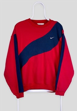 Vintage Reworked Nike Sweatshirt Red Blue Large