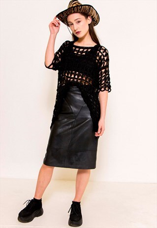VINTAGE 80'S LEATHER PENCIL SKIRT
