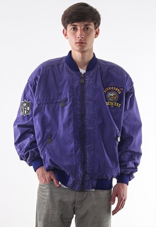 VINTAGE MINNESOTA VIKINGS NFL CAMPRI BOMBER 90S PURPLE