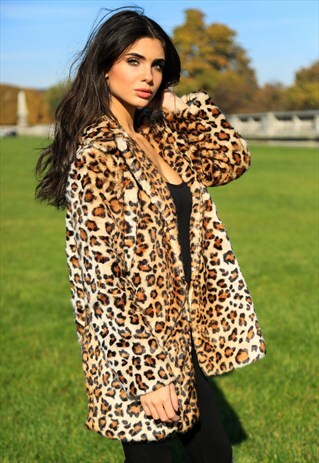 LEOPARD SOFT FAUX FUR COAT