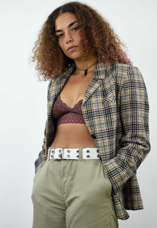 VINTAGE PENDLETON CREAM CHECK WOOL BLAZER
