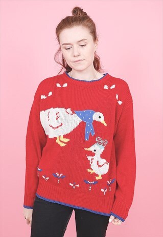 VINTAGE KNITTED DUCK JUMPER /R1145