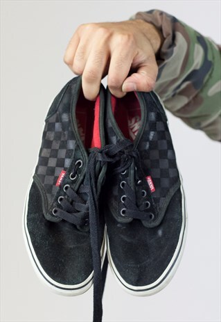 VINTAGE VANS BLACK CHECK TRAINERS