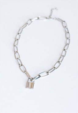 Silver Padlock Chain Necklace