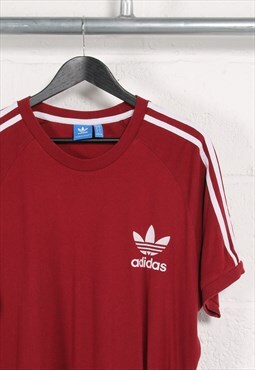 Vintage Adidas T-Shirt in Red Crewneck Sports Tee XL