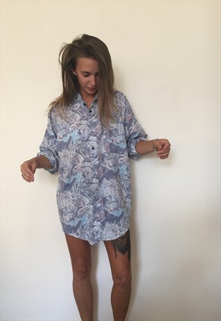 CRAZY PATTERNED VINTAGE RETRO OVERSIZED SHIRT