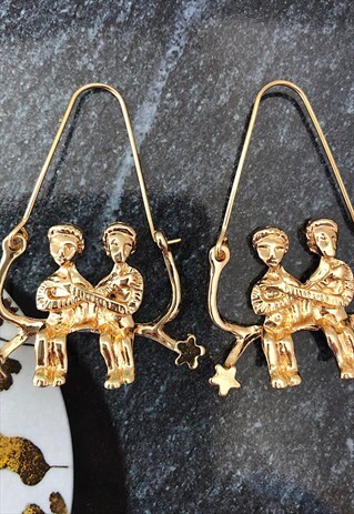GEMINI ZODIAC 18K GOLD PLATED EARRINGS