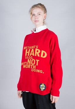 90's Simpsons Red Textured Spell Out Jumper - B1431