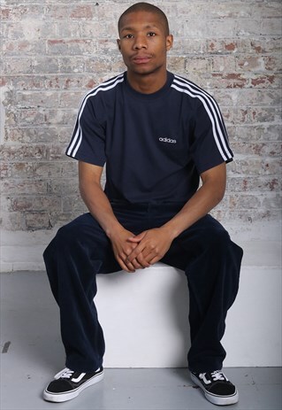 VINTAGE ADIDAS BIG LOGO T-SHIRT NAVY BLUE