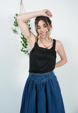 Vintage 90s Reworked Strappy Cropped Top Black