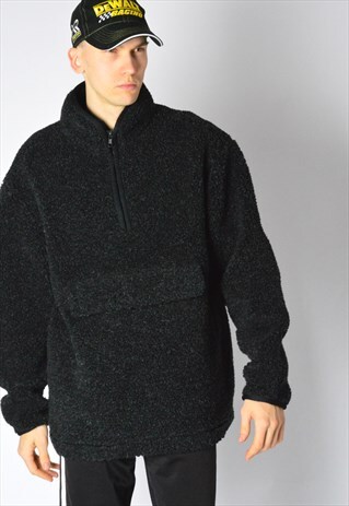 VINTAGE 90S GREY GRUNGE THICK FLEECE ZIP UP ANORAK