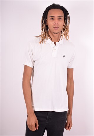 POLO RALPH LAUREN MENS VINTAGE POLO SHIRT MEDIUM WHITE 90S