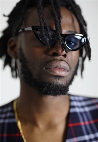 BLUE SUMMER 90S Y2K SLIM CAT EYE SUNGLASSES SHADES