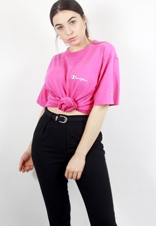 90'S RETRO PINK EMBROIDERED T-SHIRT