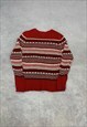 VINTAGE KNITTED JUMPER ABSTRACT PATTERNED KNIT SWEATER