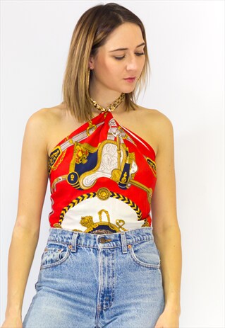 VINTAGE 90'S GOLD CHAIN HALTER TOP