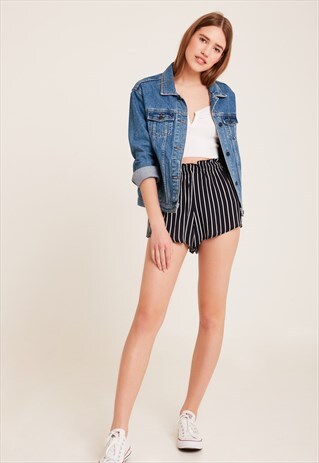 STRIPED ELASTIC WAIST SHORTS