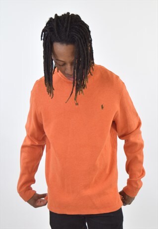 VINTAGE ORANGE RALPH LAUREN 1/4 ZIP SWEATSHIRT JUMPER