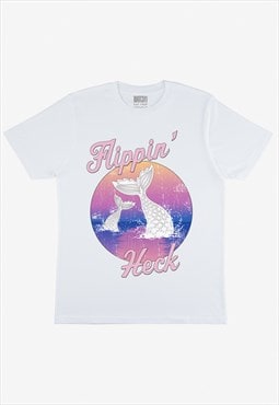 Flippin' Heck White Unisex Mermaid Slogan T-Shirt 