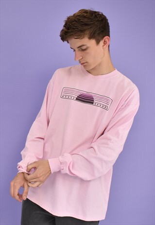 G&G UNISEX BABY PINK/PURPLE SUNSET L/S CUFFED TEE