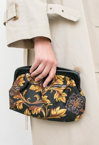 VINTAGE CLUTCH BAG EQUESTRIAN BAROQUE SCARF PRINT