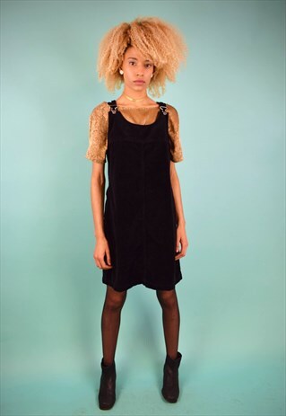 VINTAGE 90'S VELVET DUNGAREE DRESS