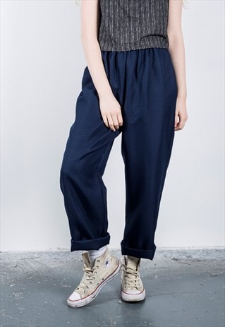 VINTAGE 1990S BLUE HIGH-WAISTED TROUSERS