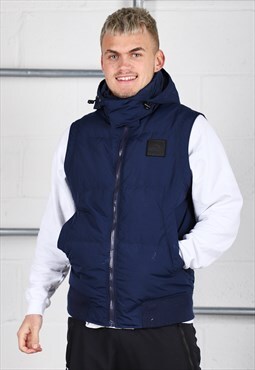 Vintage Lacoste Gilet in Navy Puffer Bodywarmer Vest Large