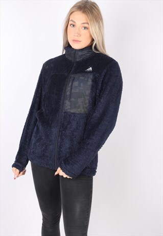 VINTAGE ADIDAS FLEECE JUMPER JACKET SWEATER M FLUFFY WINTER