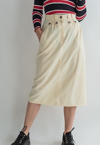 VINTAGE 90S HIGH WAIST SKIRT IN PASTEL YELLOW