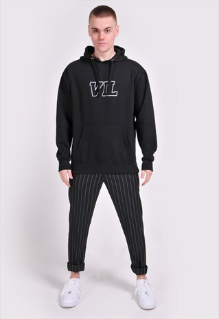 BLACK VIL GRAPHIC PRINT PULLOVER HOODIE - RELAXED FIT