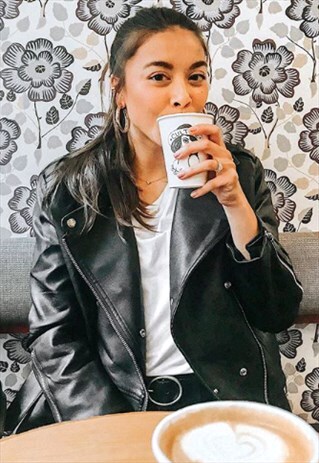 BELTED FAUX LEATHER JACKET